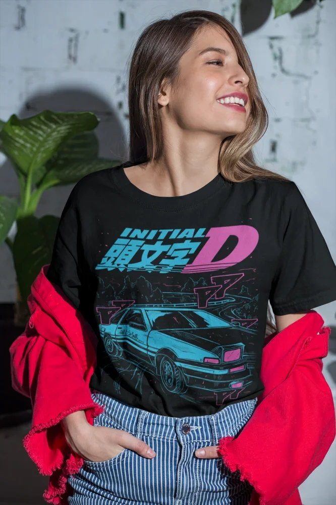 Initial D Itsuki Fujiwara T-Shirt Anime Manga Movie Unisex Black Shirt All Size