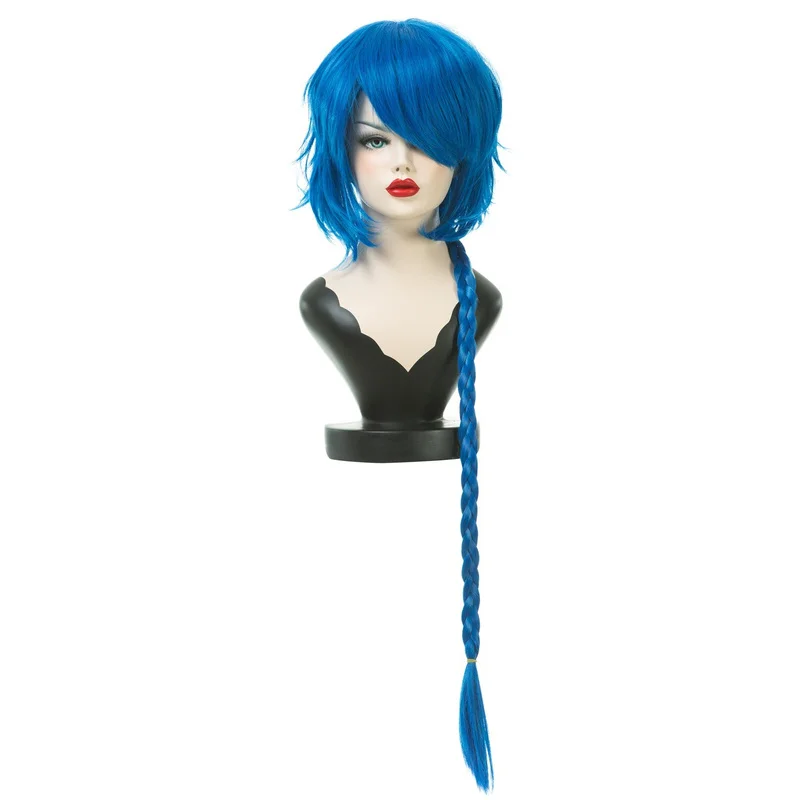 

Onedor Arcane Jinx Blue Braid Wig Short Cosplay Costume Wig