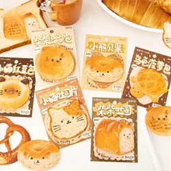 30 Sheets Bread Shape Self-Adhesive Note Pad Cute Toast Bread Fruits N Times Posted Student Writable Memo for Scrapbook