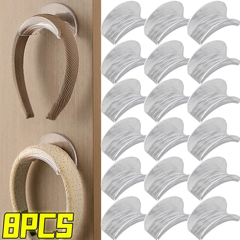 Punch-free Wall Mounting Rack Ransparent Self-adhesive Headbands Bags Hats Storage Rack Multipurpose Home Wardrobe Storage Hooks