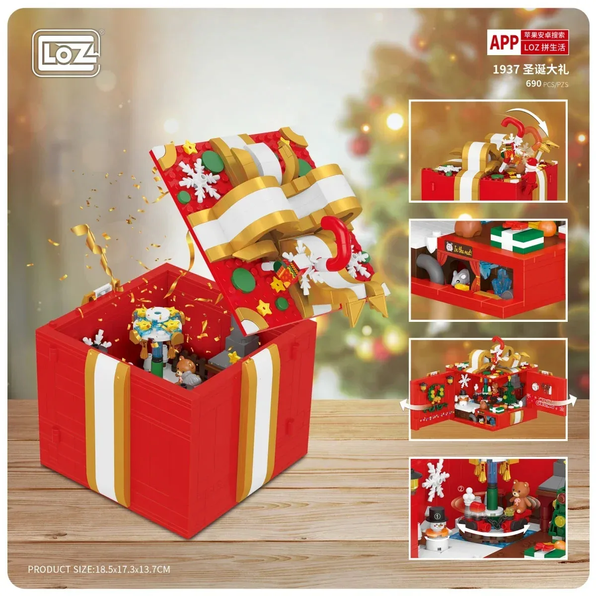 Loz Weihnachten Baustein Spielzeug Geschenk box Navida Mini Blöcke Neujahr montiert Weihnachten Puzzle Montage Modell Dekoration 1937