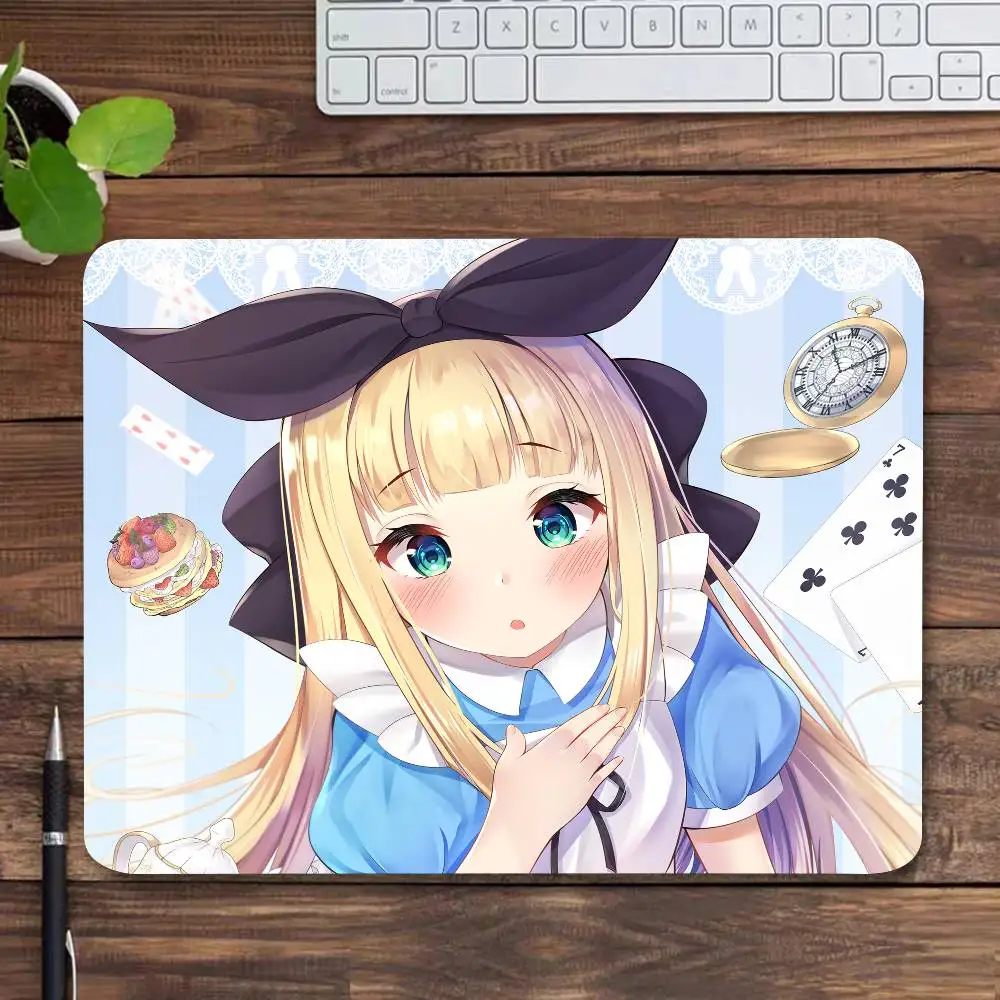 Anime Virtual Idol Mononobe Alice Mousepad Small LockEdge Mouse Pad For Gamers Computer Desk Pad Rectangular Anti-slip Rubber