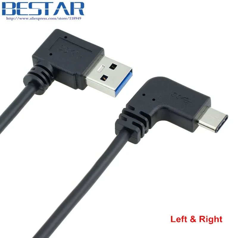 5 Gbit/s 90-Grad-Winkeldesign USB 3.1 USB-C Typ C Stecker auf rechtwinkligen USB 3.0 Stecker Datenübertragung Ladekabel 1 m 3 Fuß