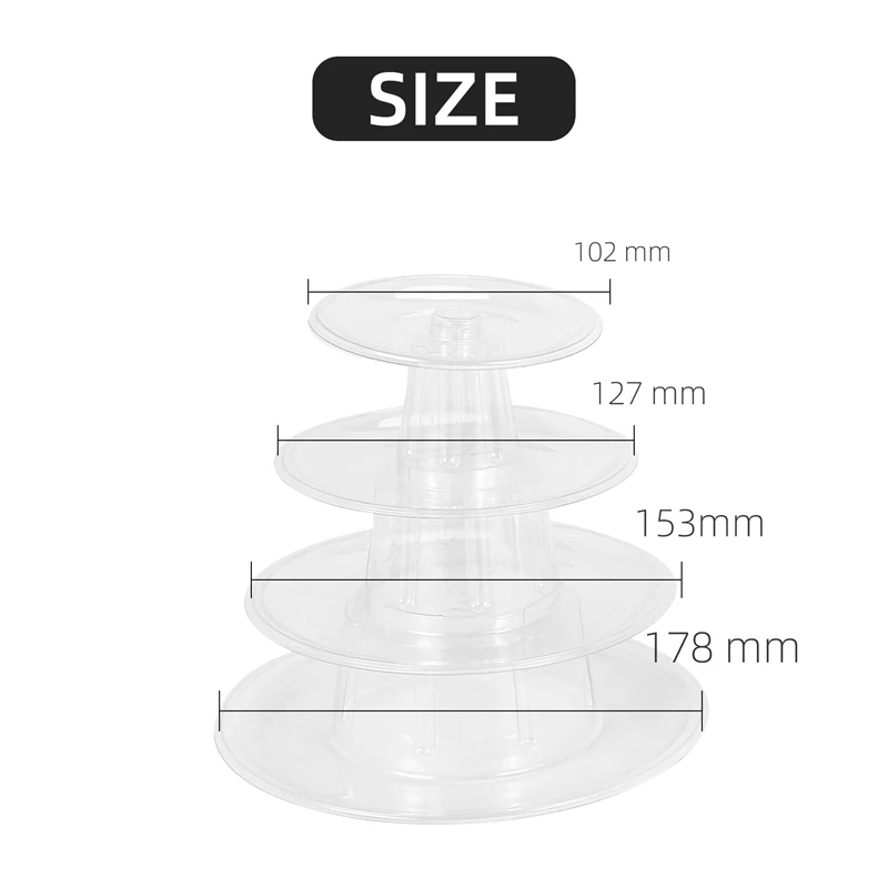 4 Tiers Round Macaron Tower Stand Cake Display Rack For Wedding Birthday Decor