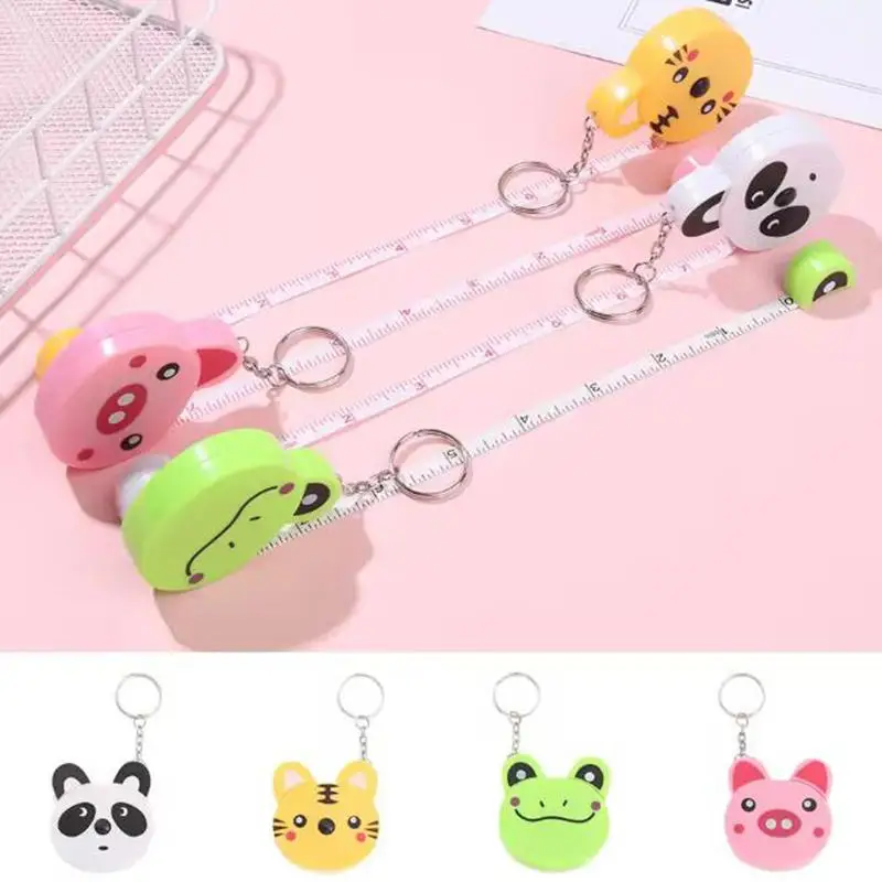 

1M Mini Cartoon Animal Tape Measure Leather Ruler Automatic Stretch Retractable Measuring Soft Sewing Tool