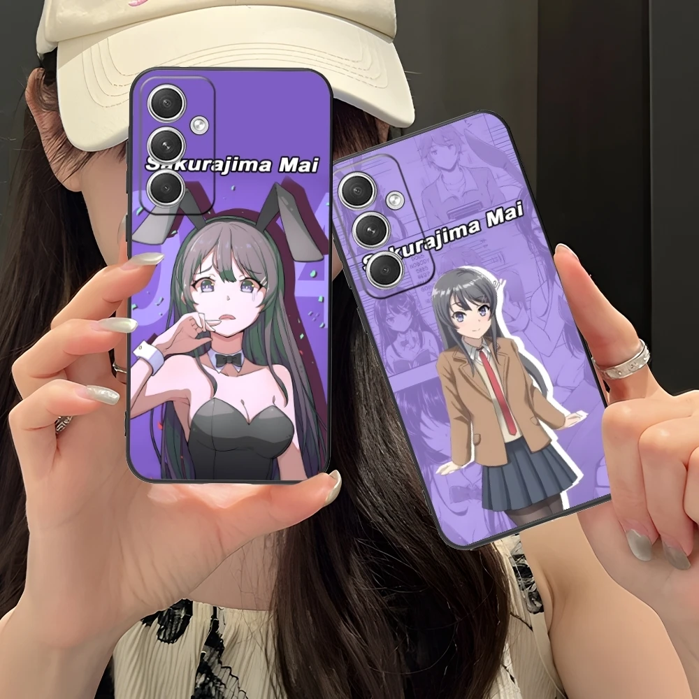 Anime Sakurajima Mai Mobile Cell Phone Case for Samsung Galaxy S24 S23 S22 S21 S20 S10 S9 Plus FE Ultra Lite Black Cover Shell