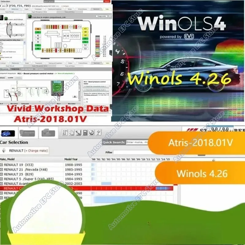 2026 hot sell new Vivid Workshop Data Atris-2018.01V Winols 4.26 With 66 Plugins+Damos File 2020 all data+Installation video