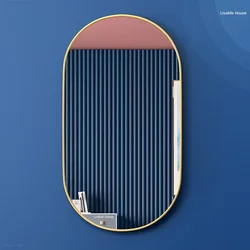 Golden Oval Bath Mirrors Wall Mounted Toilet Dressing Table Makeup Mirror Aluminum Alloy Bathroom Mirror Bathroom Home Decor