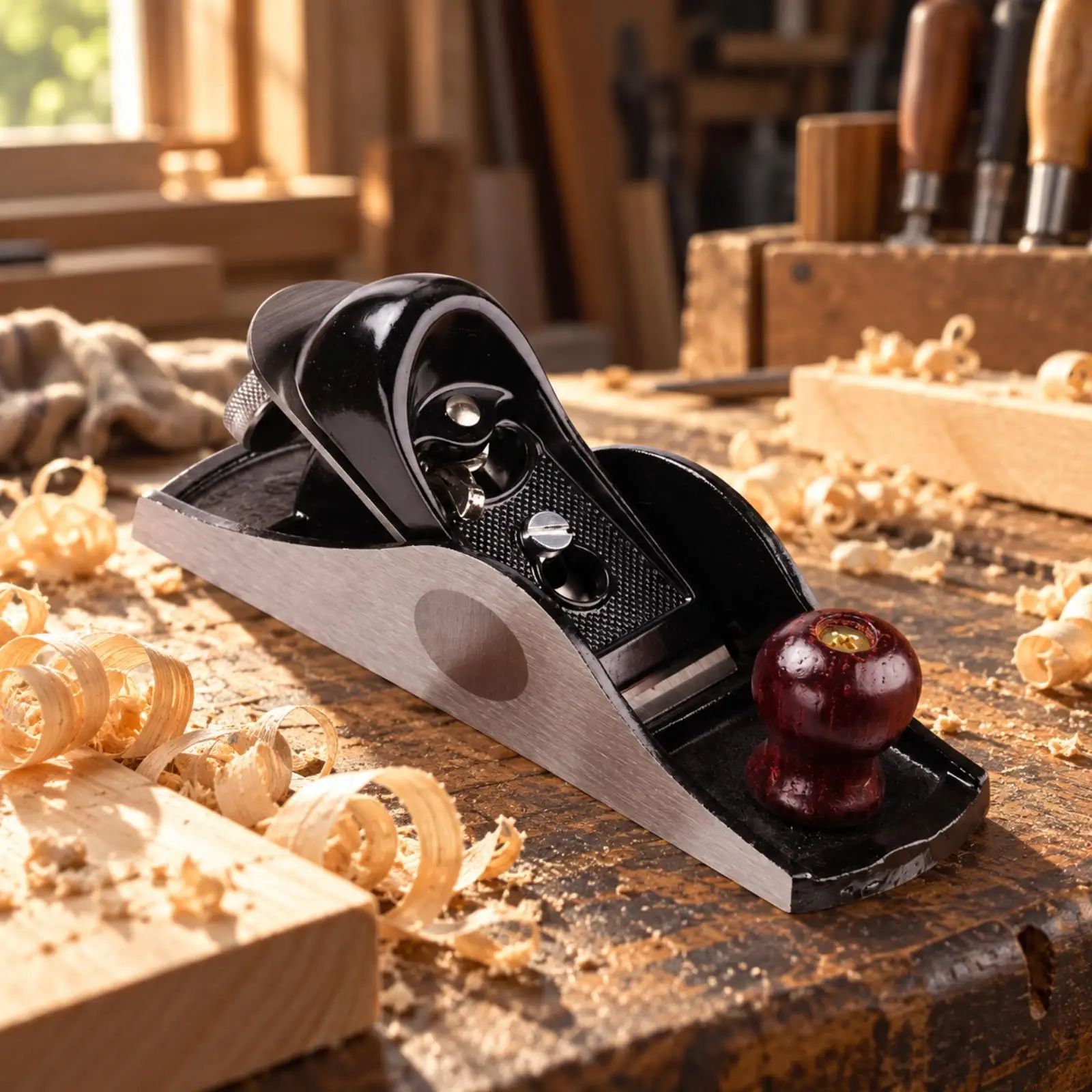 Block Plane with T12-Grade Steel Steel Blade Flat Sole Cast-Iron Block Plane Small Hand Planer Adjustable Mini Wood Planer