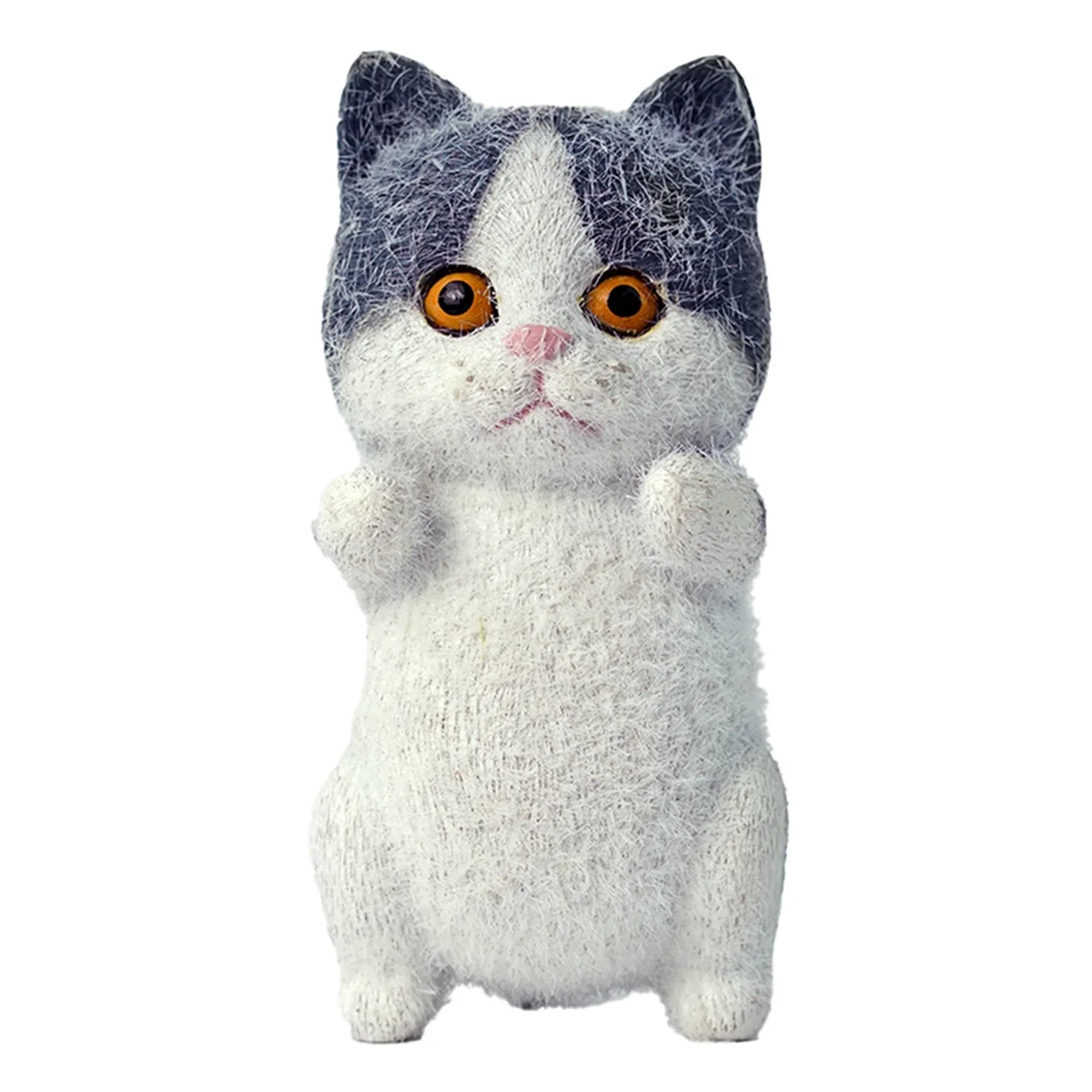 

Flocking Resin Cartoon Cats Shape Resin Dolls Tabletop Cute Standing Animal Resin Decoration Blue White