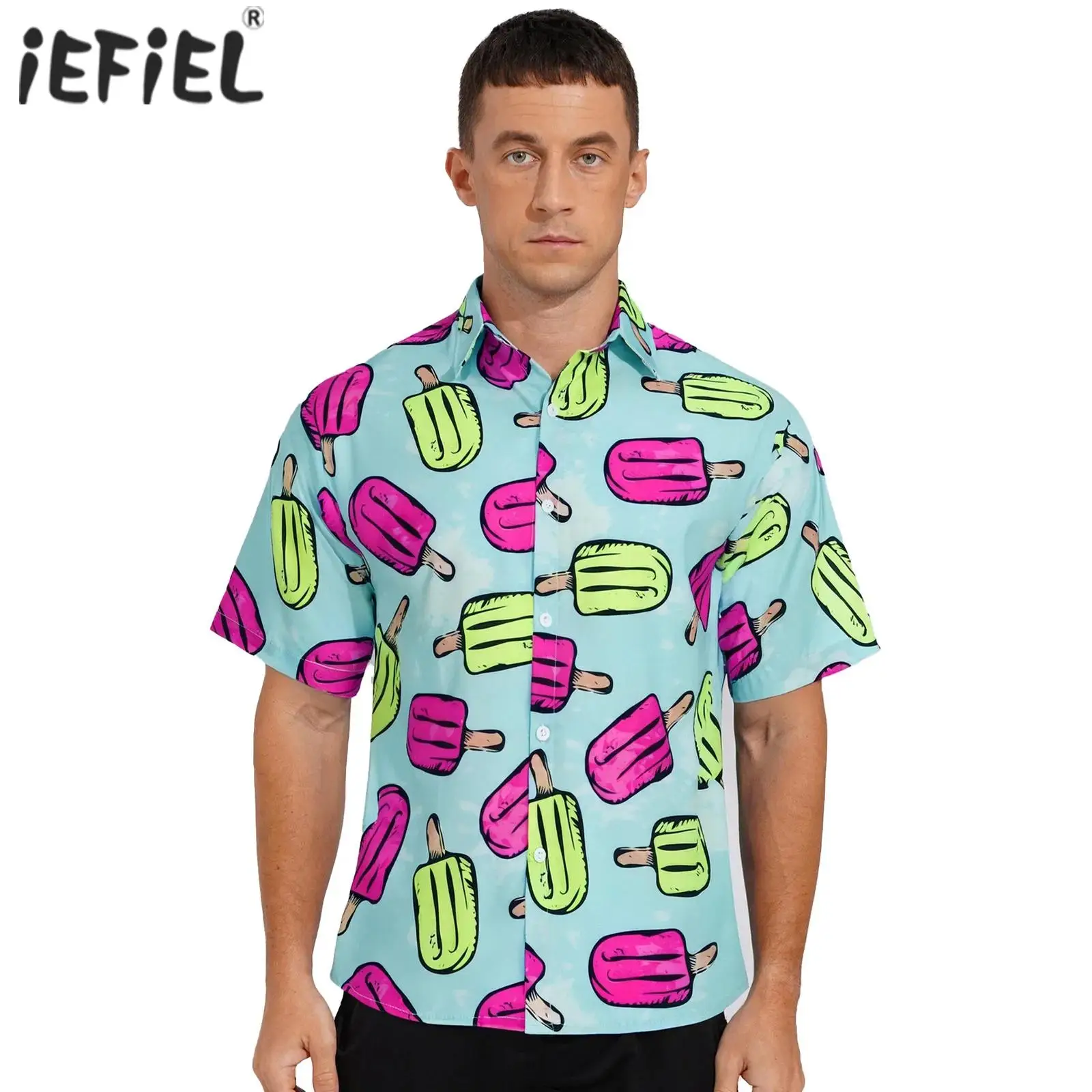 

Men 3D Print Summer Shirt Lapel Short Sleeves Buttons Casual Shirt Beach Summer Shirt Hawaii Aloha Shirt Holiday Fashion Shirt
