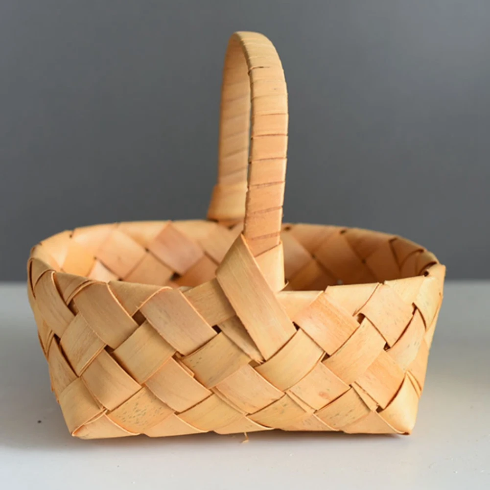 A010 المنسوجة يدويا الخبز الفاكهة سلة التخزين رقاقة الخشب المنسوجة صندوق تخزين صينية الطعام اليابانية مع ديكور المنزل المحمولة