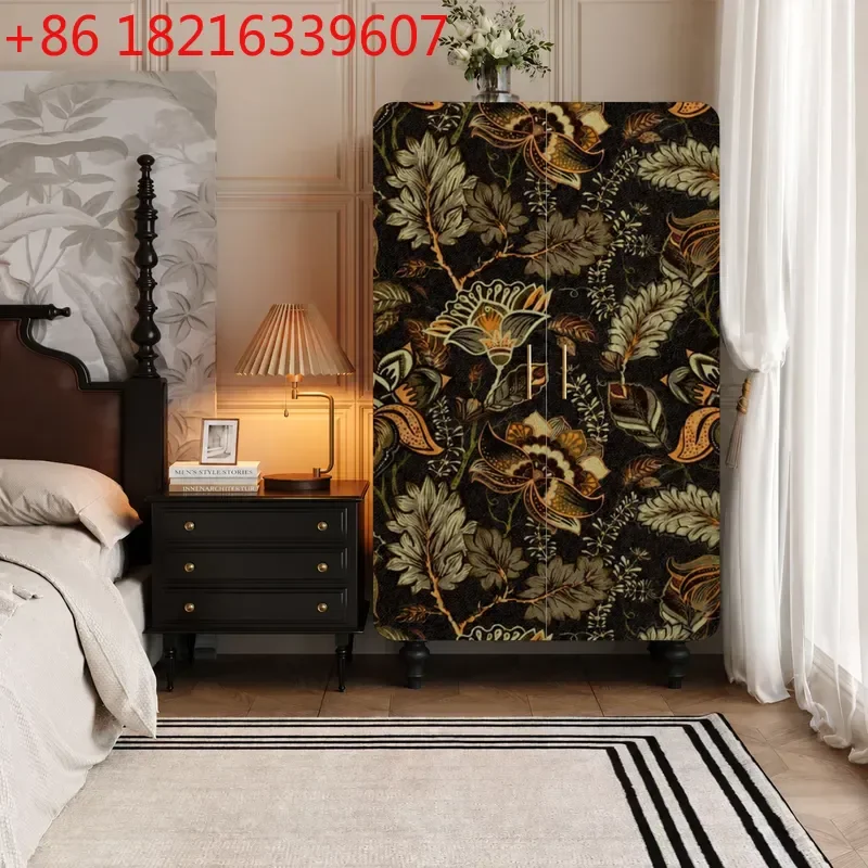 YAONew Chinese Retro Wardrobe Large Capacity Storage Hanging Clothes Cabinet Free Installation Solid Wood Painted Storage