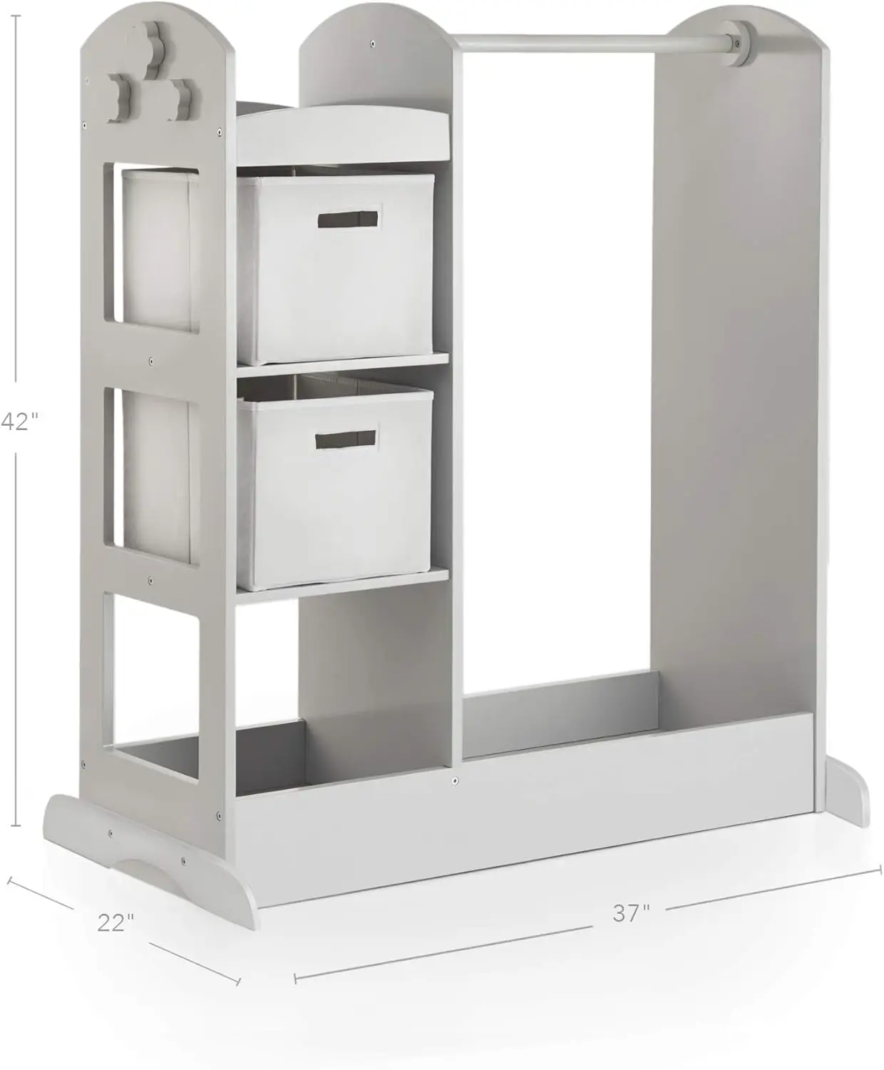 See and Store Dress-up Center – Gray: Kids Dramatic Play Storage Armoire with Mirror, Rack, Shelves & Bottom Tray - Toddlers Cos