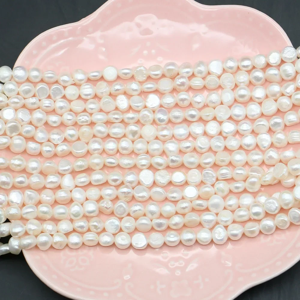 Horizontal-hole Freshwater Pearl Irregular Baroque Loosely Spaced Beads for DIY Jewelry Making Ladies Bracelet Necklace 1 Strand