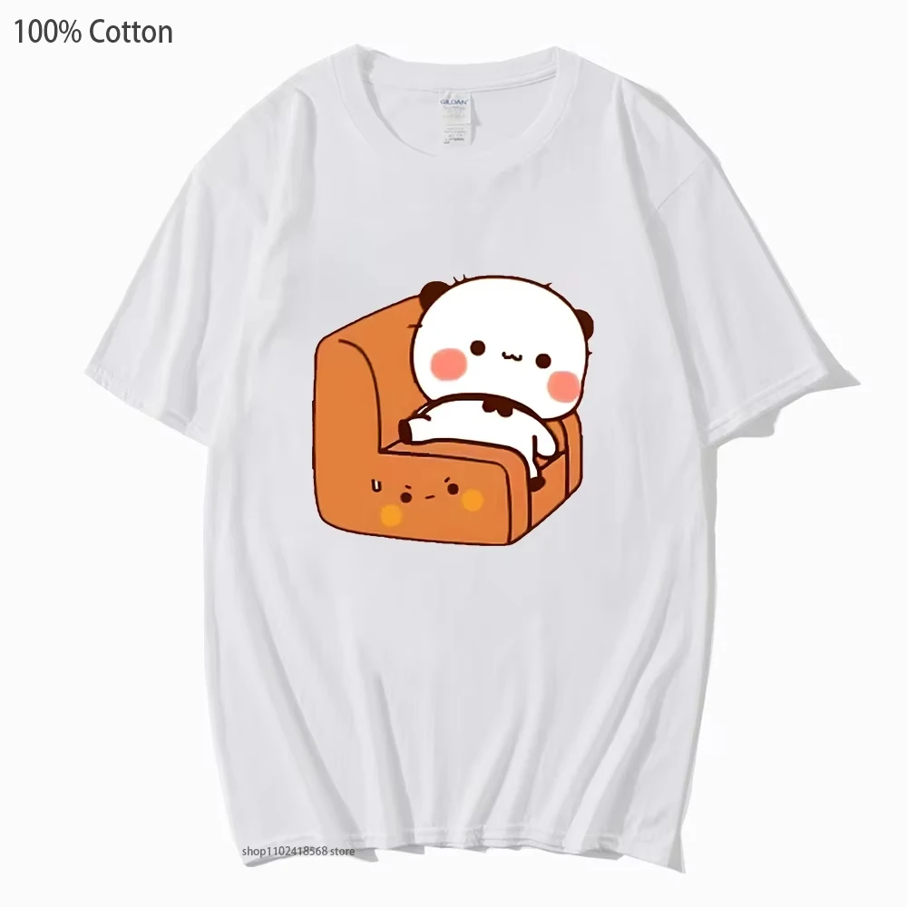 Bubu and Dudu Is Tired After A Hard-Working Day Tshirt 100% Cotton Men Women Couple T-Shirts Cartoon Panda and Brownie Bear Tees