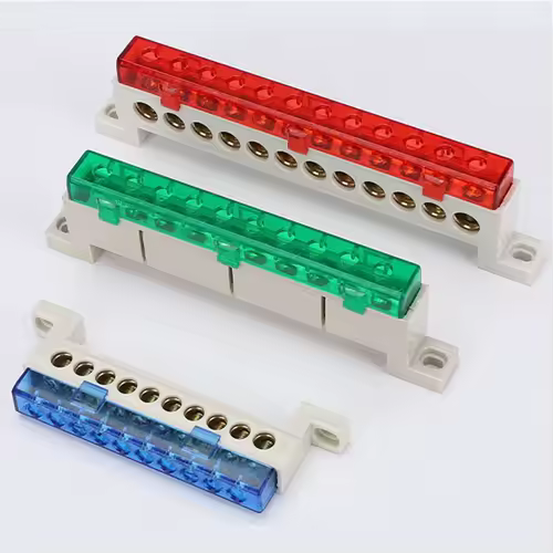 Zero wire terminal 3/4/5/6/7/10-Hole Distribution Box Terminal Block dustproof Ground Copper Bar Bridge type Busbar With cover - Image 4
