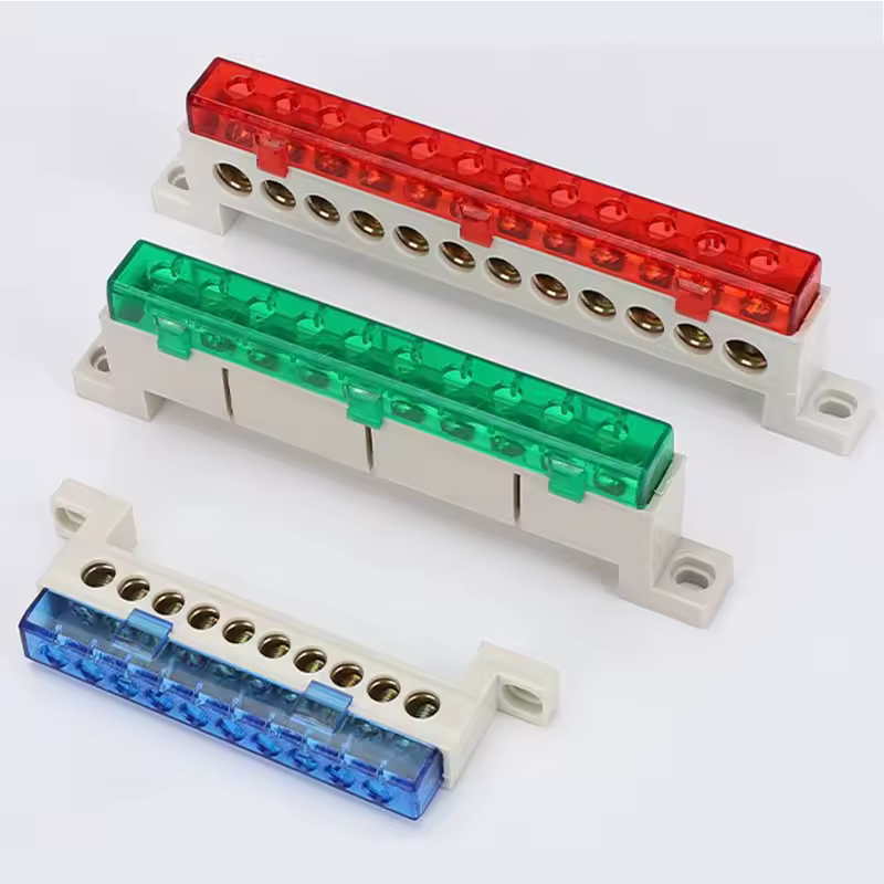 Zero wire terminal 3/4/5/6/7/10-Hole Distribution Box Terminal Block dustproof Ground Copper Bar Bridge type Busbar With cover - Image 4