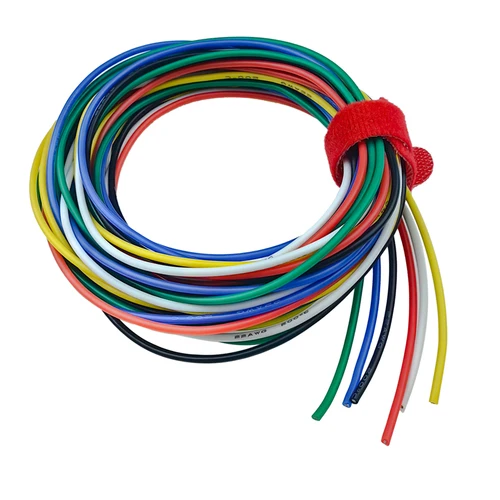 Kit de cables eléctricos de silicona de calibre 16, 18, 20, 22, 24, 26, 28, 30, 6 colores cada cable de cobre estañado trenzado Flexible de 5 pies 18 AWG