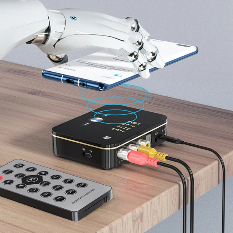 M8 pemancar penerima Audio Bluetooth 5.0, adaptor nirkabel AUX musik dengan mikrofon NFC untuk TV mobil 3.5mm