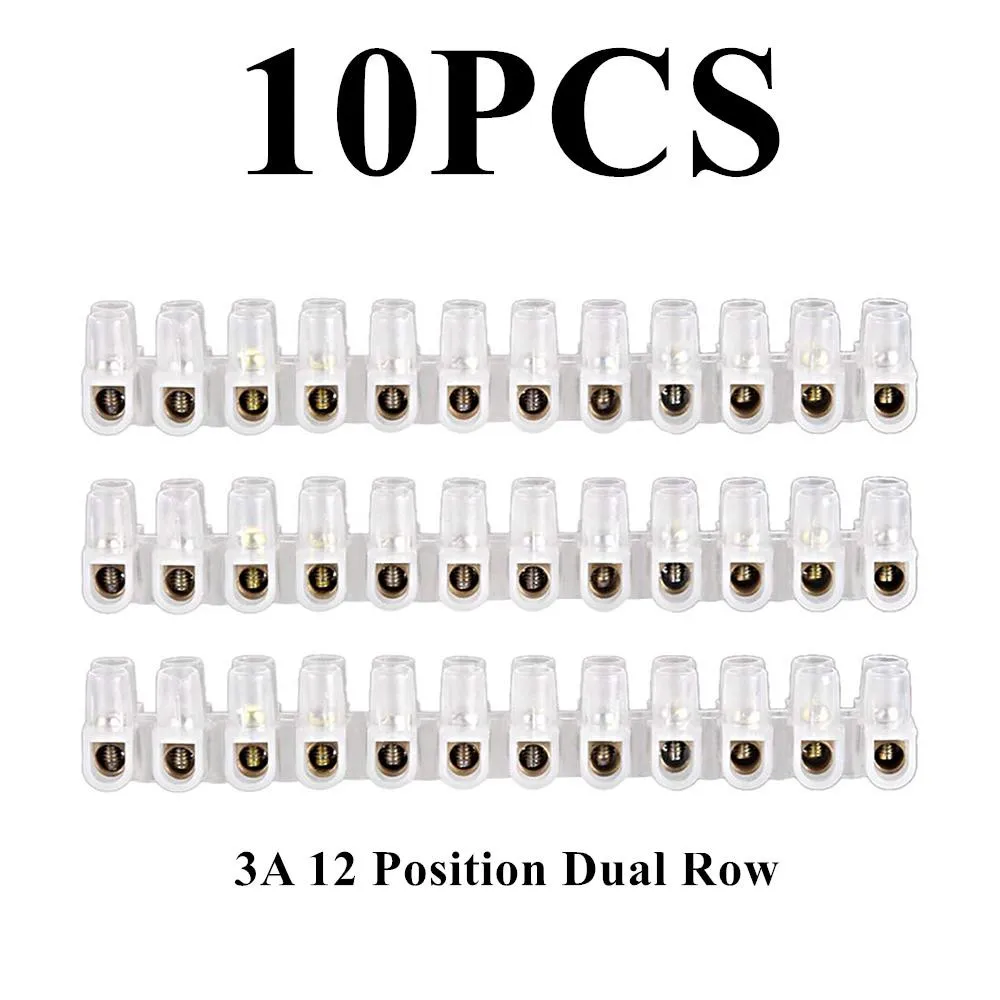 High Temperature Resistance Terminal Block 10PCS 3A 12 Position Dual Row Terminal Strip Screw Terminal Barrier Block