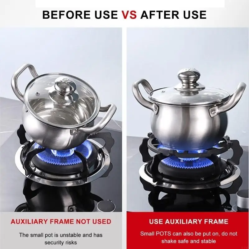 F19B Gas Wok Support 19cm Ranges Stand Heat Resistant Cooktops Rack Carbon Steel Stove Support for Round Bottom Pans