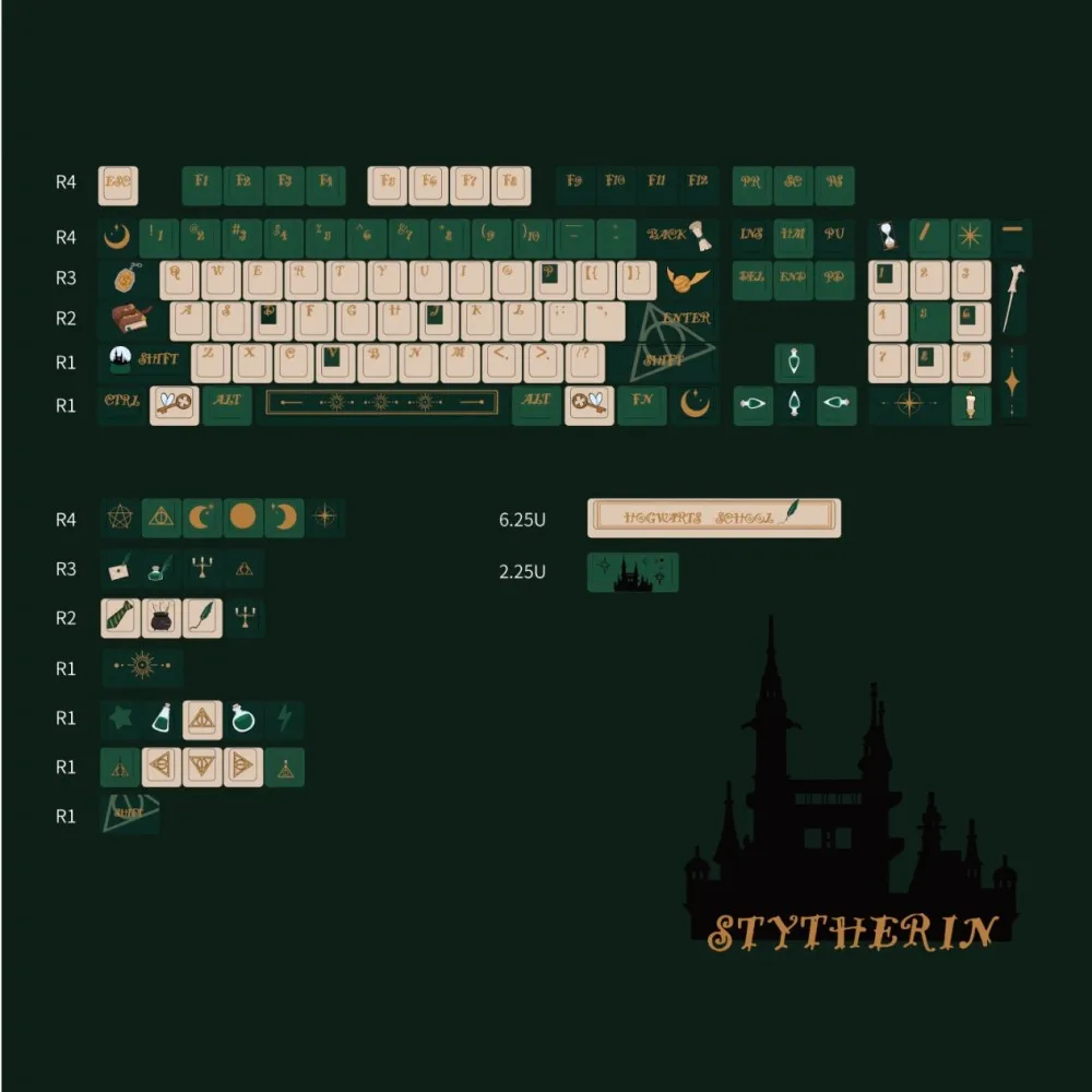 College of Magic Theme Keycap Set 130key PBT Custom Keyboard Cap Cherry Profile Key Cap for Mechanical Keyboard Accessories Gift