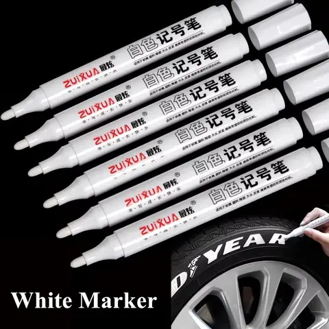 1-5pcs White Marker Pens Set Oily Waterproof White Gel Pen DIY Graffiti Pens Sketching Marker Stationery Writing School Supplies