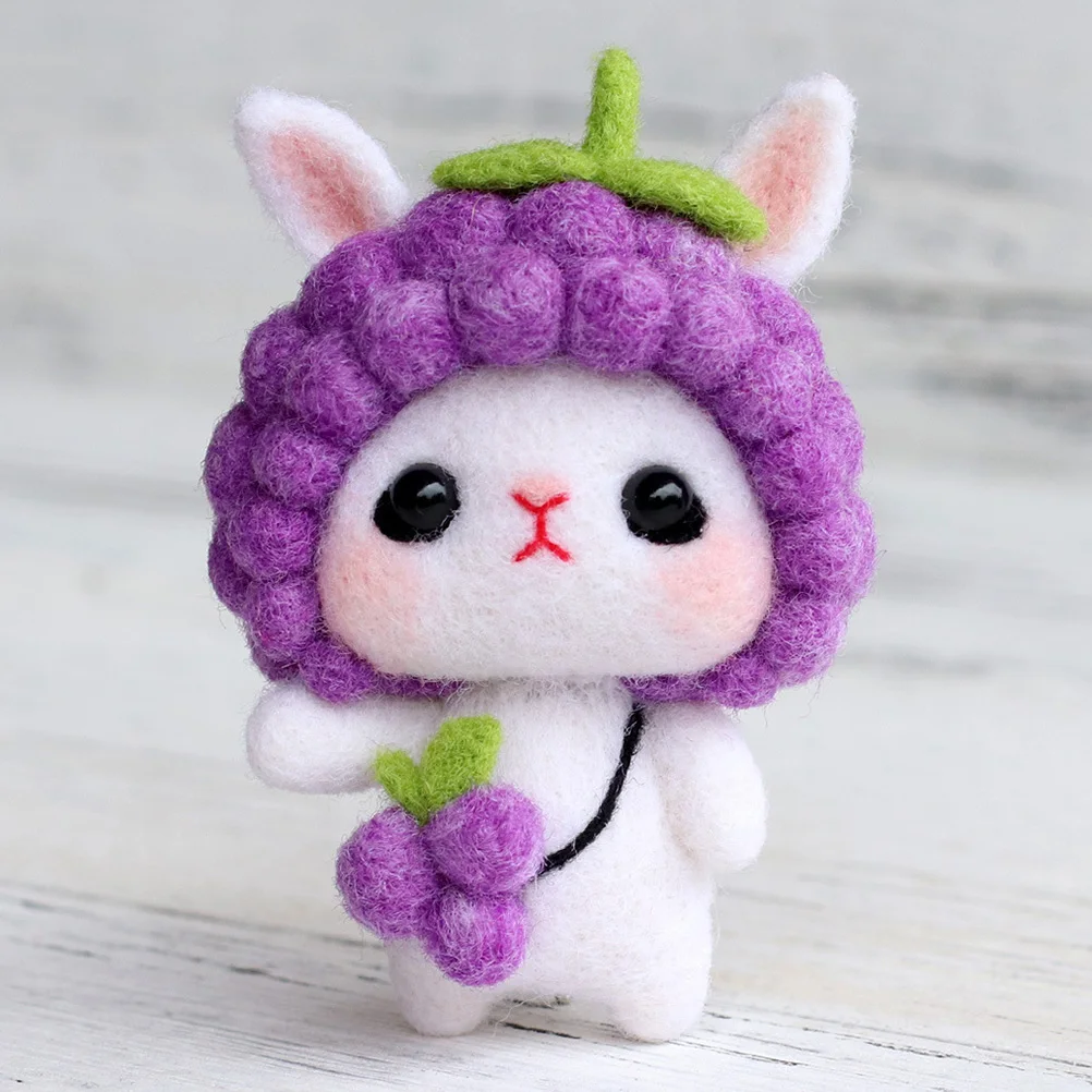 

3 Sets Craft Kit Rabbit Wool Felt DIY Material Bag Tool Portable Felting Crafts