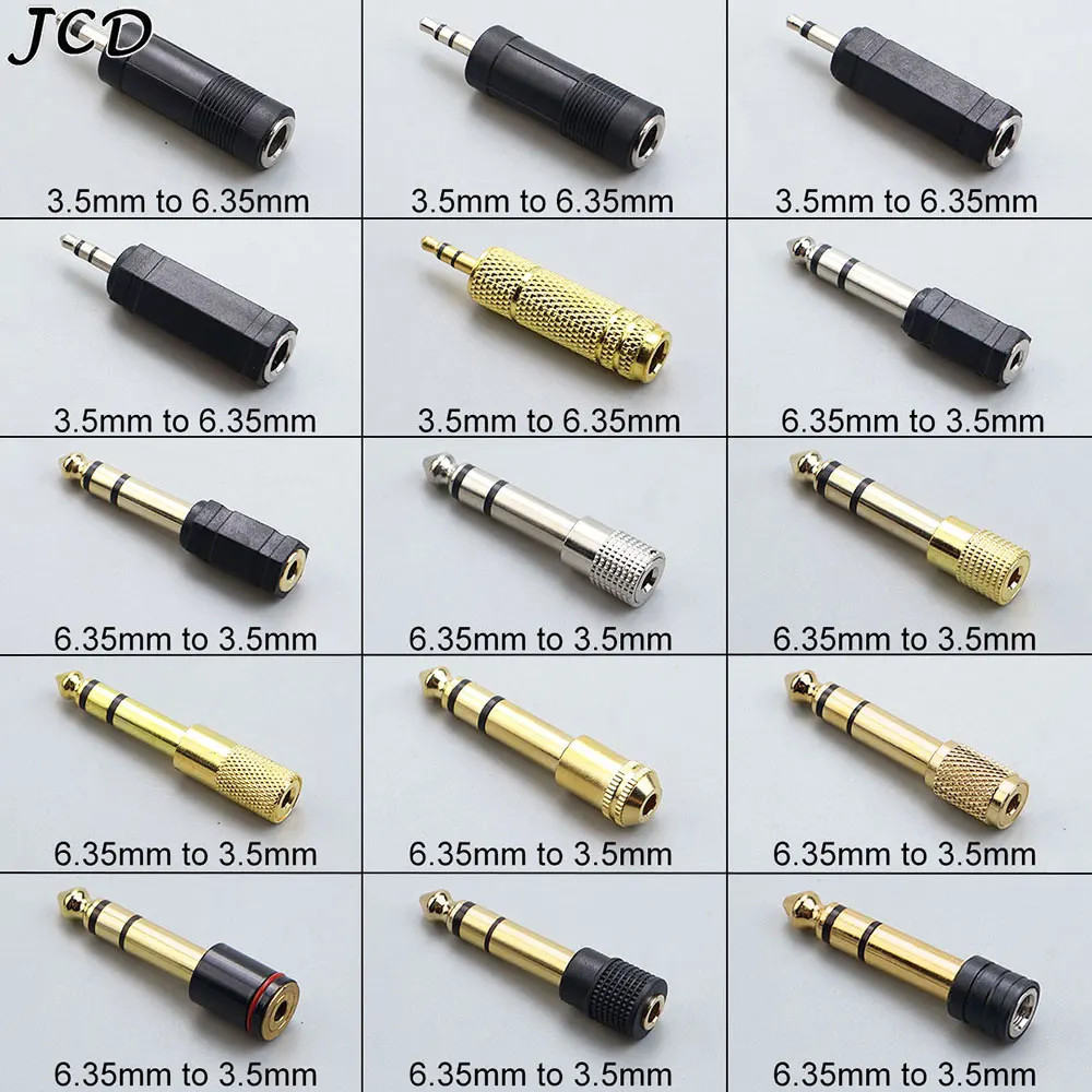 JCD 6.35/6.5mm Male to 3.5mm Female Audio Stereo/Mono Jack 3.5MM Male To 6.35mm Female Audio Jack Connector Adapter Converter