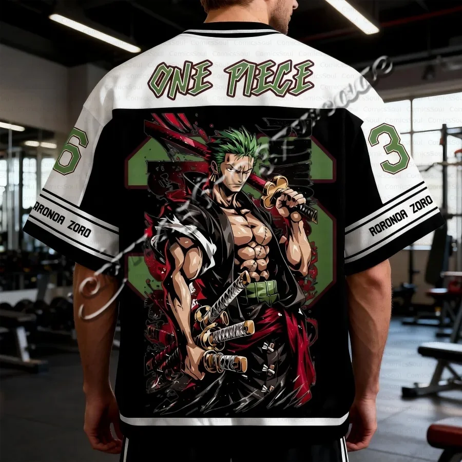 2026 New One Piece Luffy Zoro Series Anime Character Soccer Jersey, Fashion Street Men Women Unisex Anime Sports  FamilyMatching