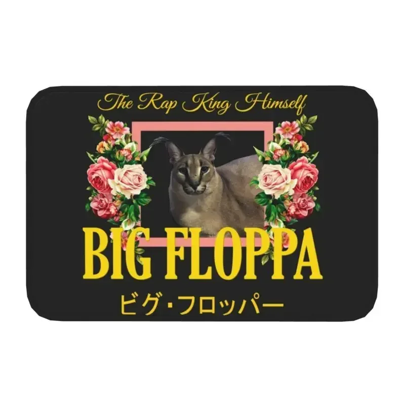 Big Floppa Floral Aesthetic Front Floor Door Entrance Mat Outdoor Africa Cat Caracal Kitchen Bathroom Doormat Balcony Carpet Rug