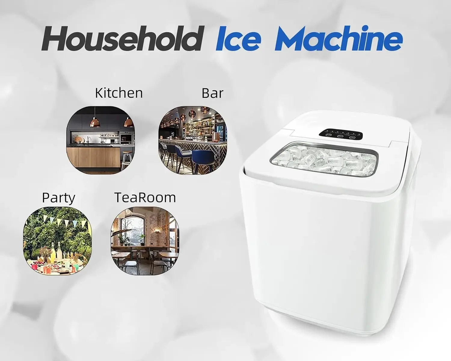 Macchina per il ghiaccio da banco veloce ed efficiente, produce 9 cubetti in 6 minuti, macchina per il ghiaccio autopulente con capacità di 26 libbre/24 ore con ghiaccio Sc