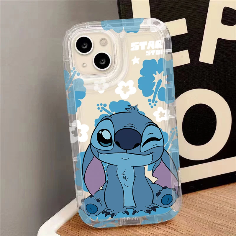 Disney Friends Stitch Flower Clear Phone Case for IPhone 14 17 Air 16 15 13 12 11 Pro Max 7 8 Plus XR X XS Max SE 2020 Cover - náhled 5