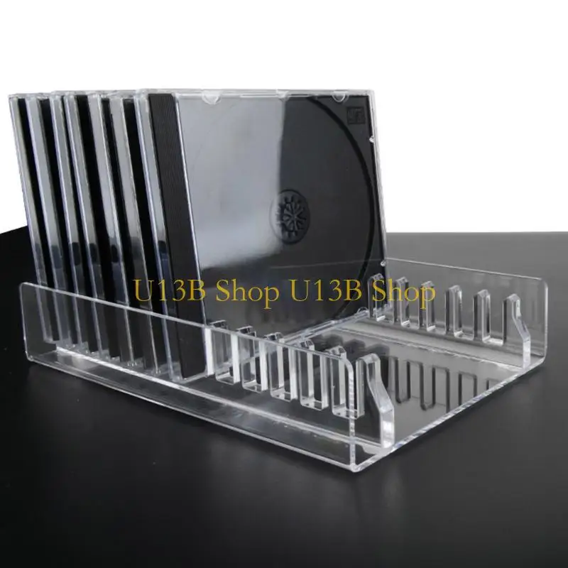 

U13B Contemporary Acrylic CDs Rack, Clear Storage Solution for 12 CDs, Enhances Any Room Decor