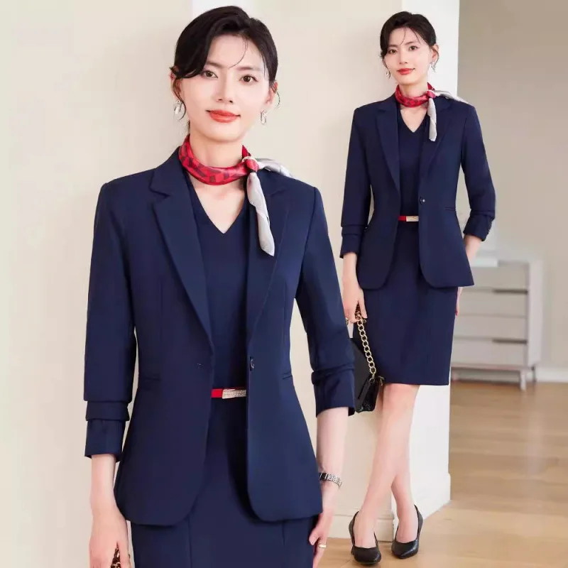 Business Dress Suit Women's Workplace Fashion Elegant Formal Clothes Hotel Reception Manager Work Clothes