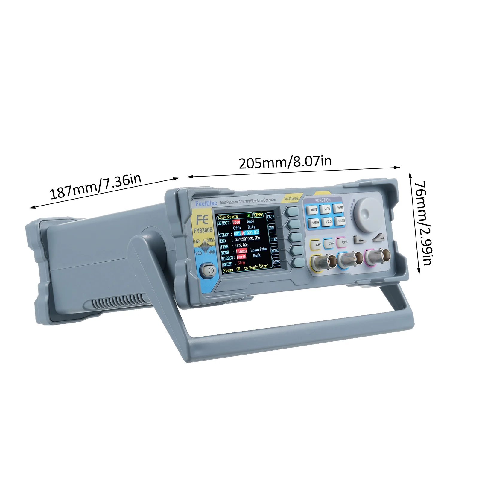 FY8300S-20M Generatore di segnale di forma d'onda arbitraria a 3 canali da 20 MHz 4 uscite di livello TTL Funzione di polarizzazione CC Funzione di uscita digitale