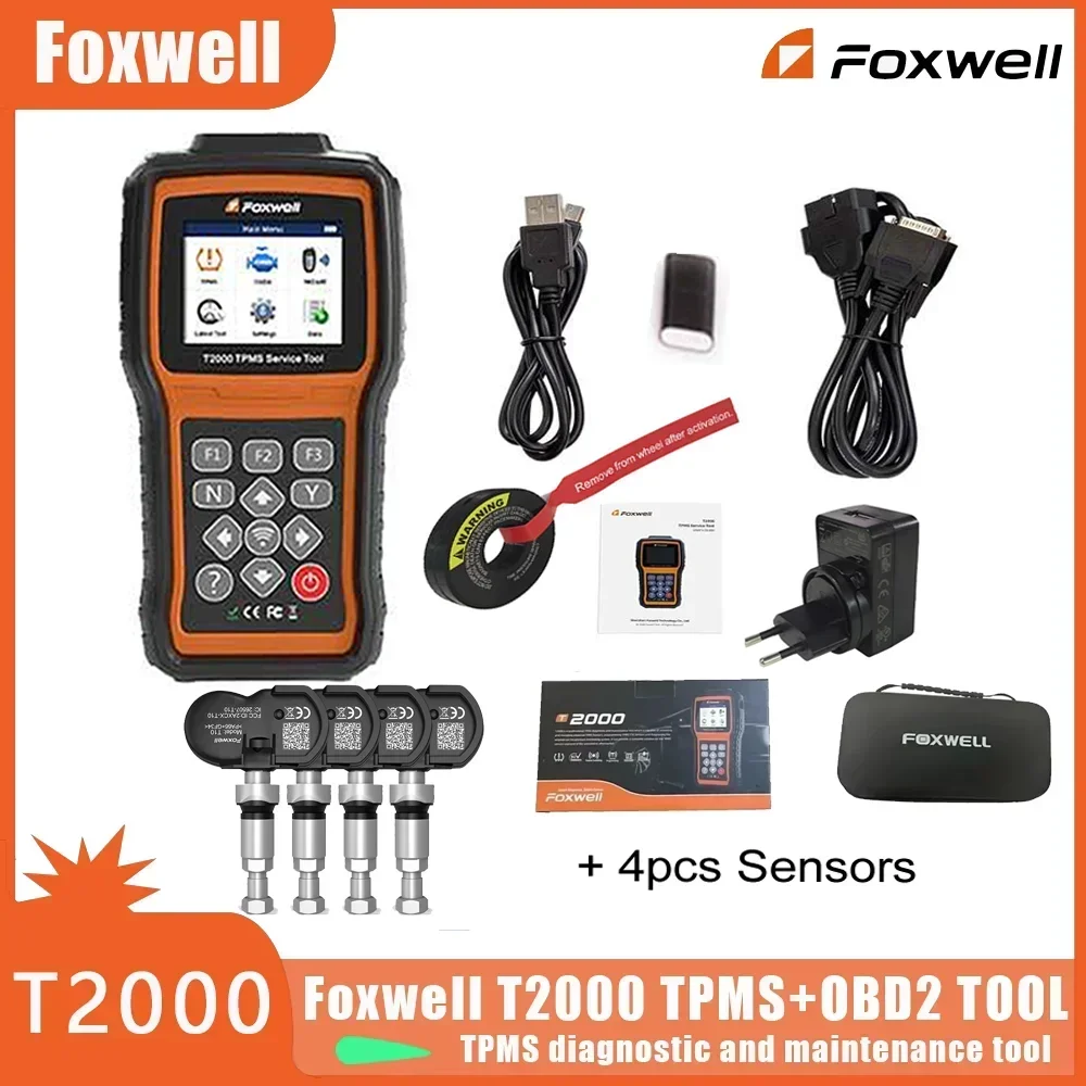 FOXWELL T2000 TPMS Service Tool with OBDII Diagnostic And Tyre TPMS sensors programming Car Tire Pressure Monitoring System