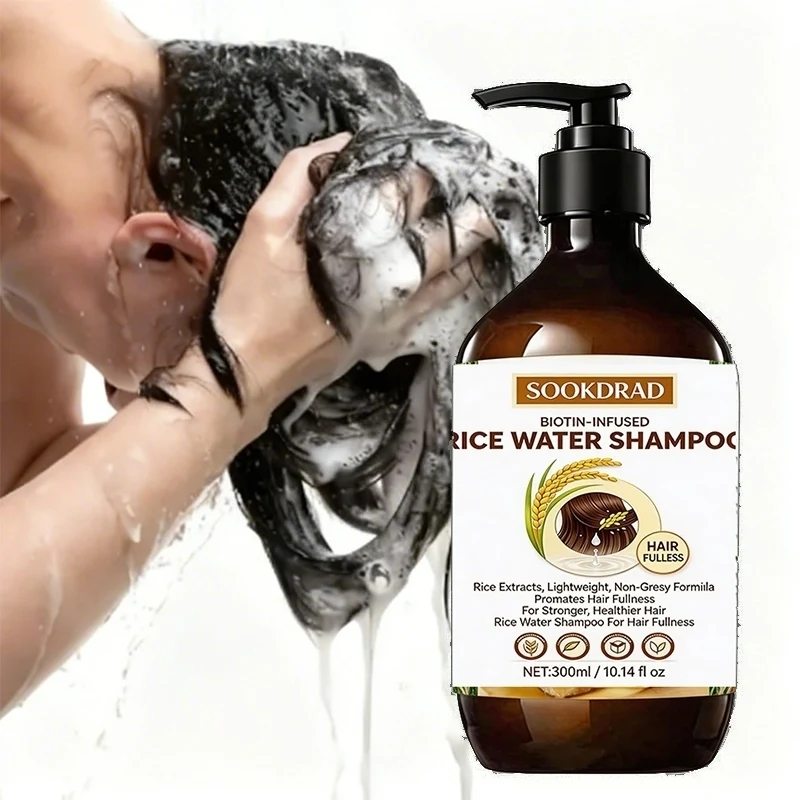 Natural Rice Extract Rice Water Shampoo, Lightweight Non-greasy For Daily Hair Care 300ml