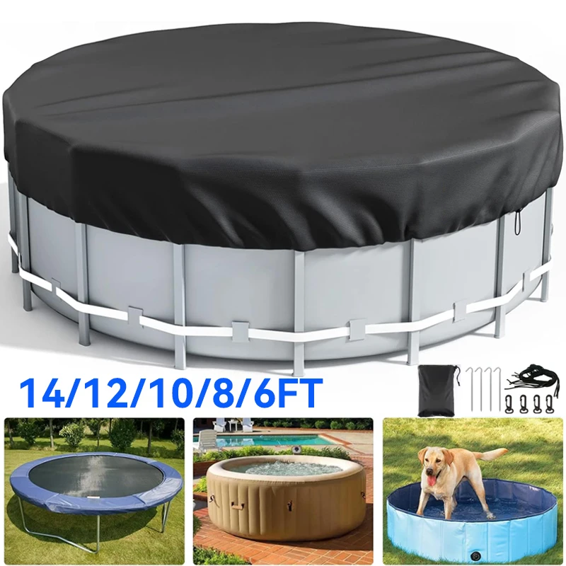 

12/10/8/6FT Round Pool Solar Covers for Above Ground Pools Stock Tank Pool Covers Protector with Accessories Round Hot Tub Cover