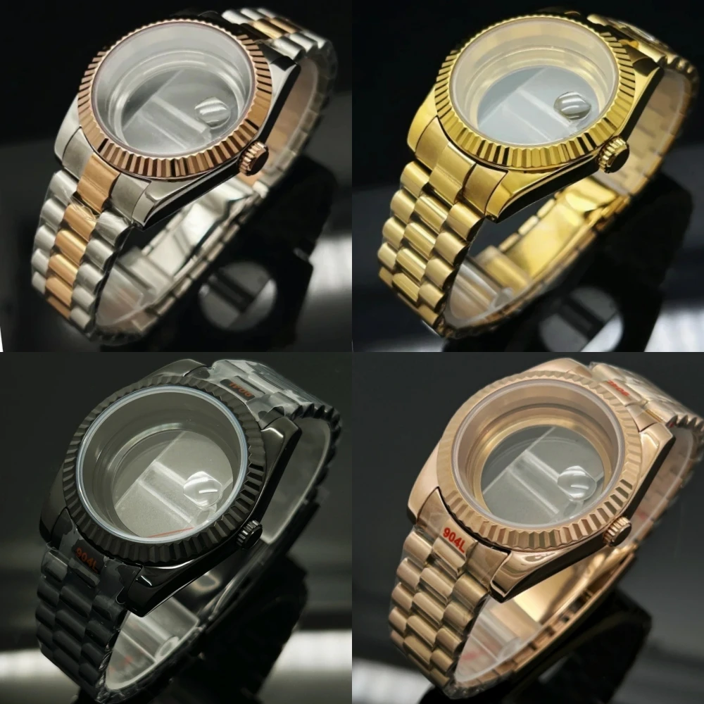 36mm-39mm-サファイアクリスタルスチール製腕時計ケース-セイコー-デイトジャスト-プレジデント-nh35-nh36-nh70-自動巻きムーブメント-285mm文字盤-ブレスレット対応