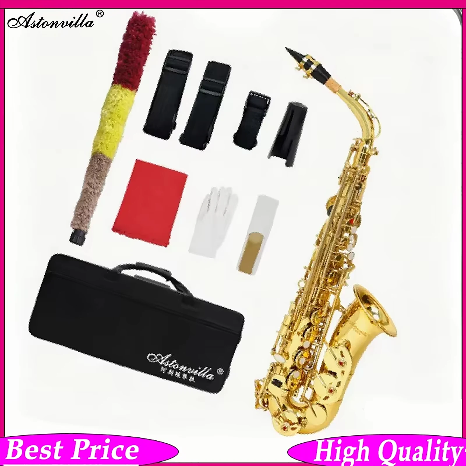 Golden Alto Saxophone Eb E Flat Professional Woodwind Instrument Brass Sax With Box & Mouthpiece Musical Instrument Accessories