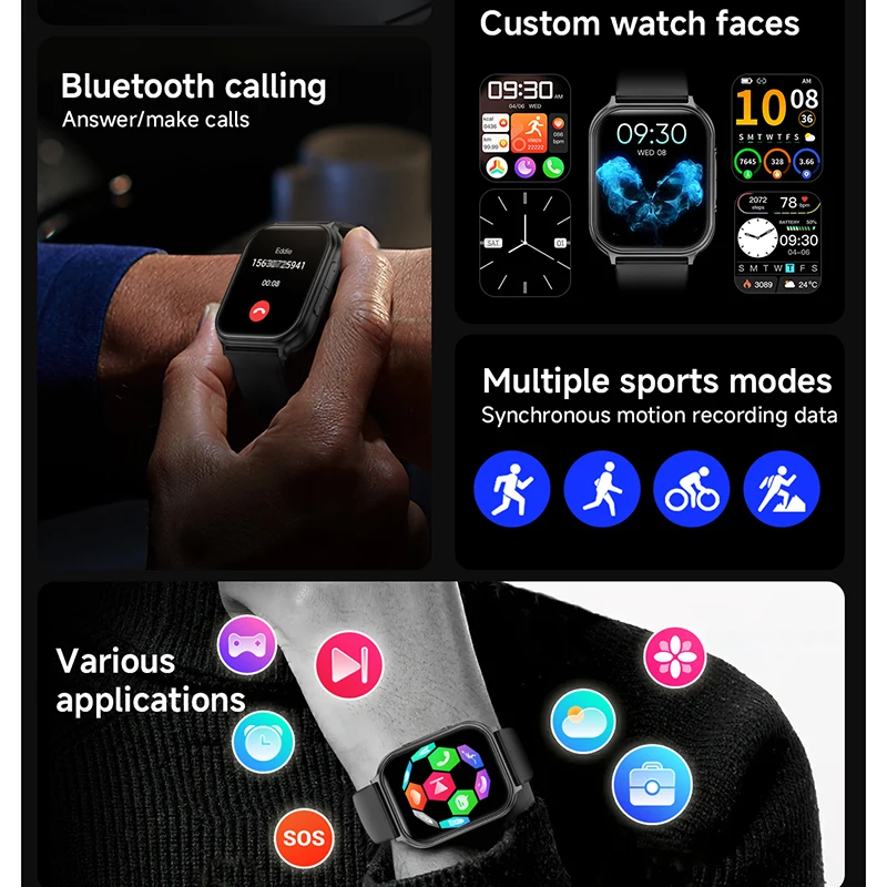 2026 New Voice Calling Smart Watch Ultra 1.83inch Screen 24H Health Monitor 100+Sports Modes 700mAh BT Call Smartwatch Men Women