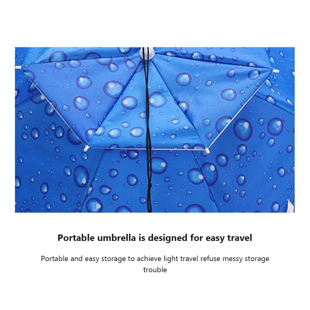 Men Women Folding Umbrella Hat Outdoor Large Fishing Umbrella Cap Double Layer Rain Protection Umbrella Adjustable Headwear