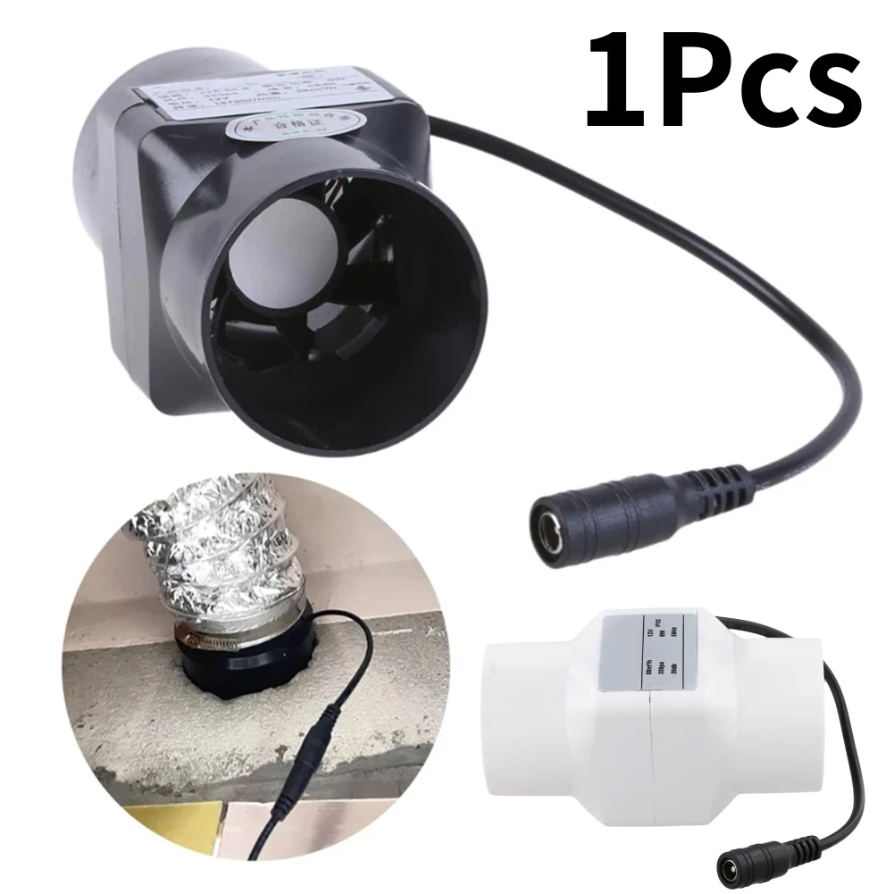 12V Extractor Fan Solar Panels Power Adapters 50/60mm Black White Duct Fan Inline Exhaust Fan 6W Duct Blower Indoor Air Exhaust