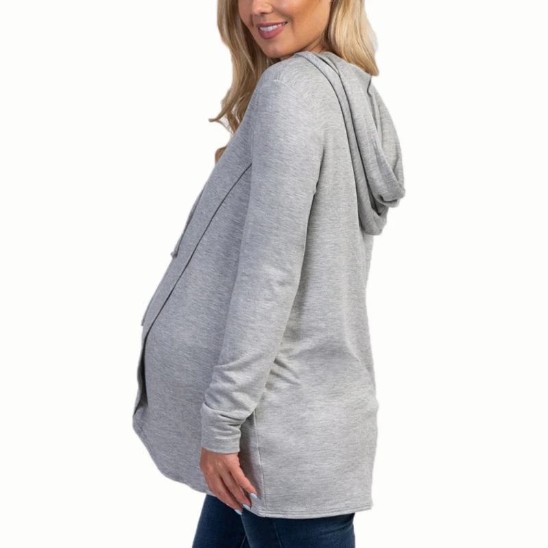 2022 Maternity Hooded Sweater Tops Pregnant Long Sleeve Breastfeeding Blouse Women Top Mama Clothing