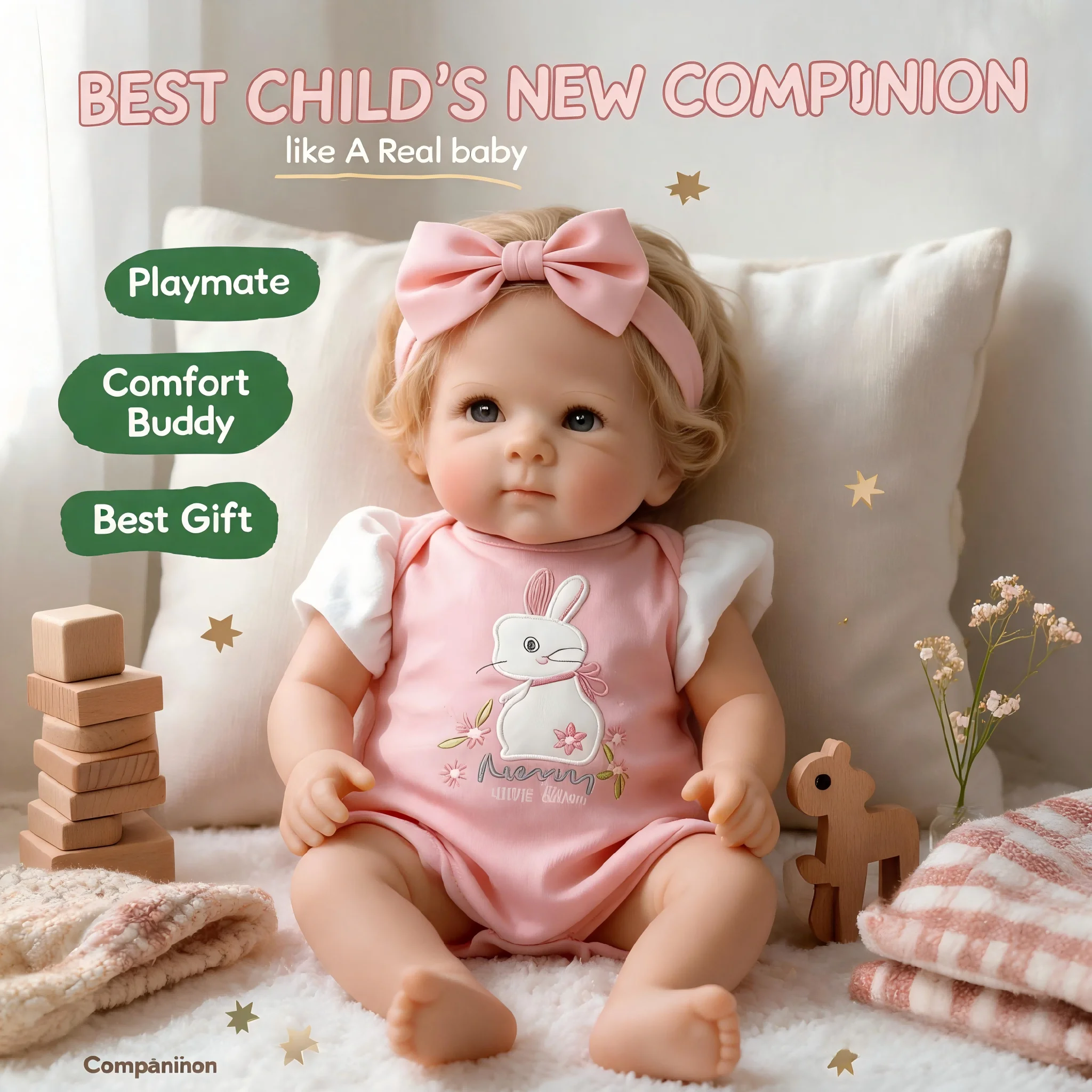 19 Inch Realistic Newborn Doll Hand-Painted Features Ideal Birthday Christmas Gift for Girls Aged 3+ Life-Size Reborn Baby Doll