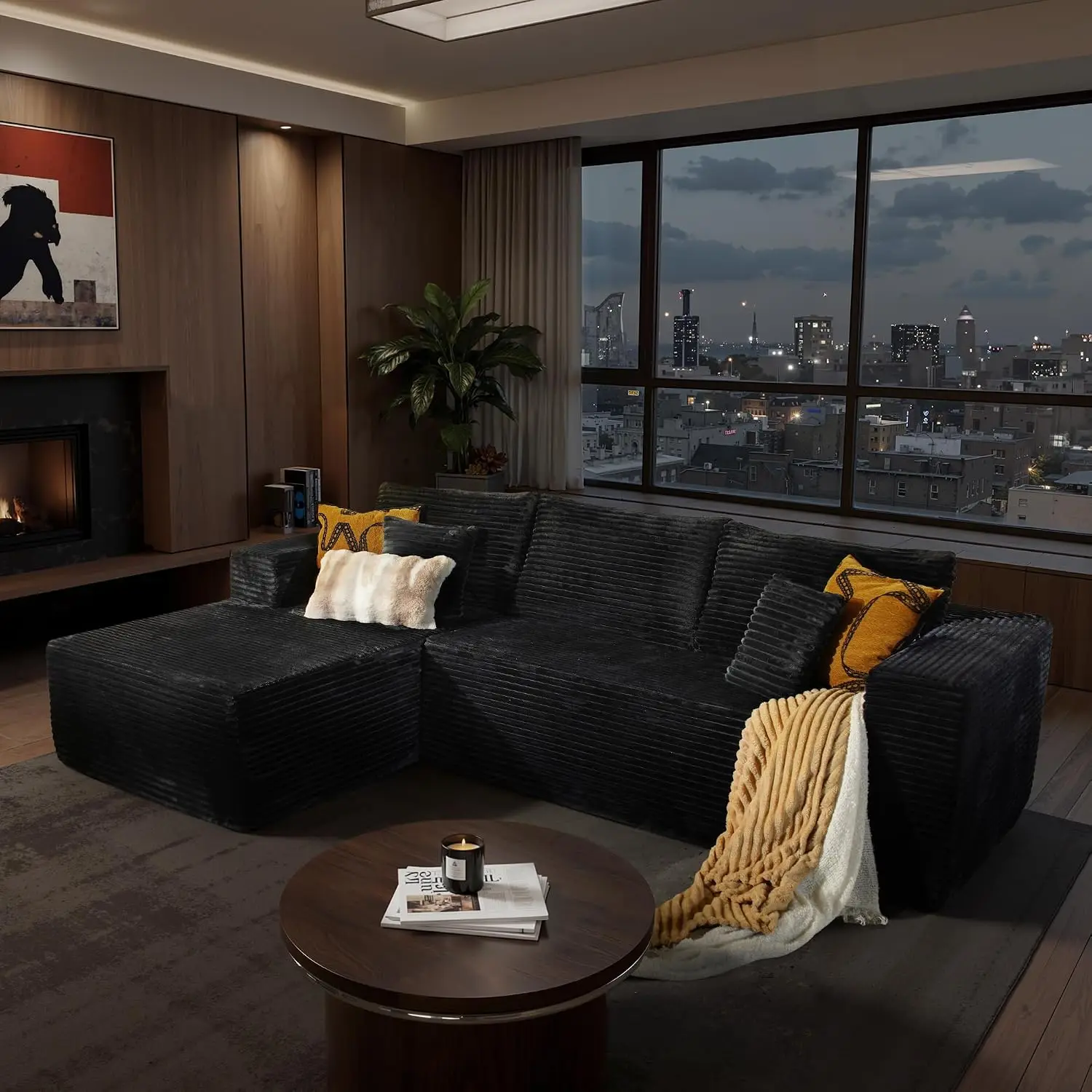 Cloud Sectional Sofa Modular L Shaped Chaise Plush Fur Memory Foam No Assembly Living Room, Customized