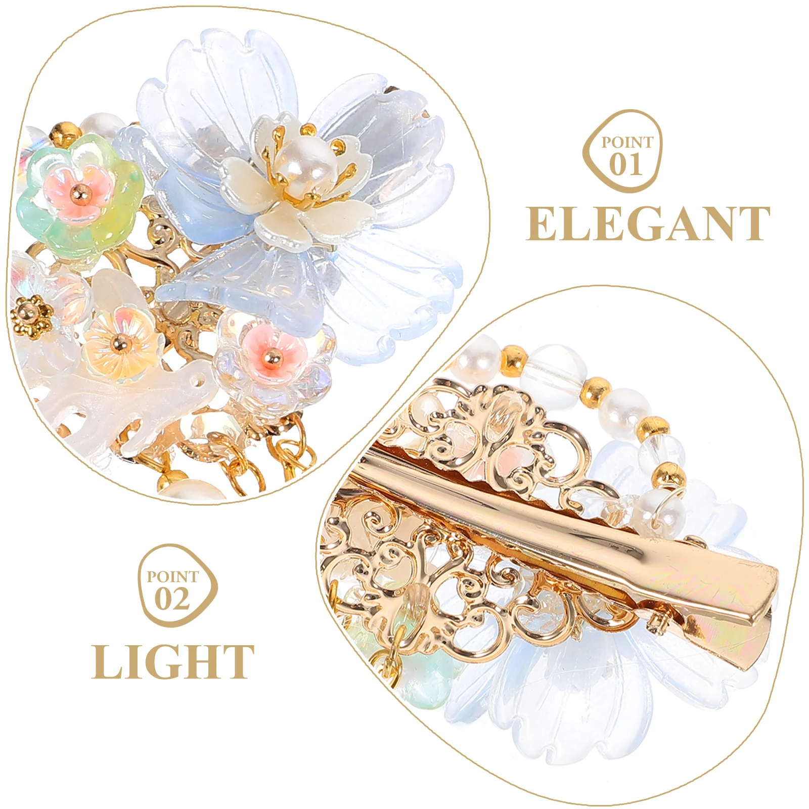 

1 Pair Chinese Flower Clip Hair Clips Floral Pins Tassels Pink Metal Girls Child Chinese Style Accessories Thick Hair