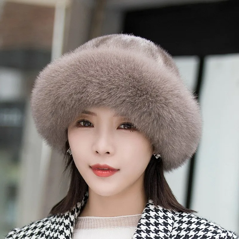 Fur hats for children winter warmth in autumn and thickened mothers fisherman basin